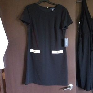 Black Tommy Hilfiger dress with white pockets